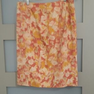 Talbots Orange and Pink Pencil Skirt